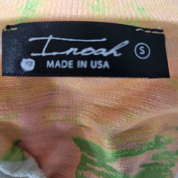 Inoah Dress Green Jersey T Shirt Lagenlook Doodle Print Artsy Pastel Size Small - Picture 7 of 13